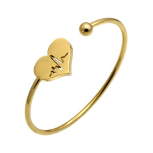Elasticity Stainless Steel Jewelry Electrocardiogram Ecg Cuff Heart Bracelet Bangle